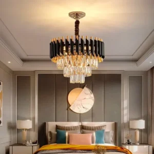 Modern Luxury Black & Gold Crystal Chandelier (400mm)