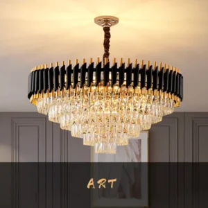 Modern Luxury Black & Gold Crystal Chandelier (600mm)