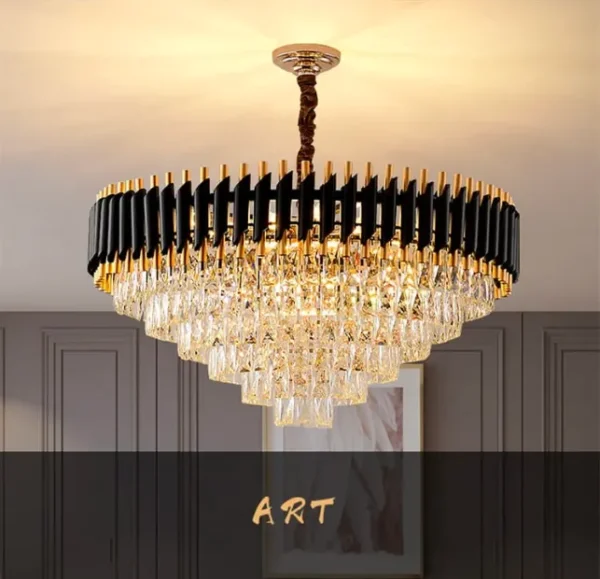 Modern Luxury Black & Gold Crystal Chandelier (600mm)