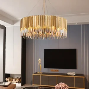 Designer Luxury Gold Crystal Chandelier