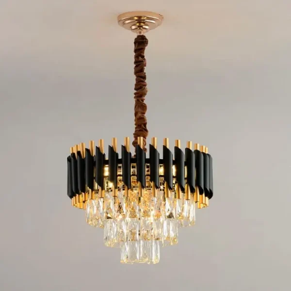 Modern Luxury Black & Gold Crystal Chandelier (400mm) - Image 3