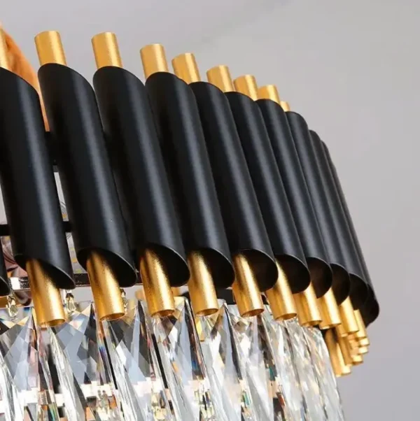 Modern Luxury Black & Gold Crystal Chandelier (400mm) - Image 5