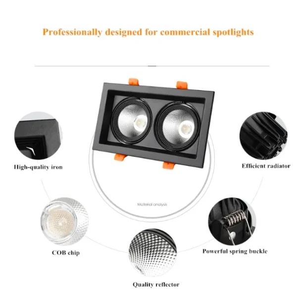 Square Recessed COB Down Light( 2x8watt ) - Image 7