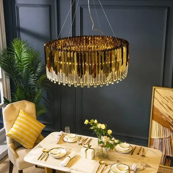 Designer Luxury Gold Crystal Chandelier - Image 5