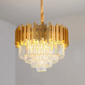 golden prism tiered crystal chandelier