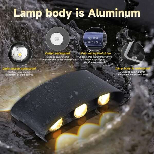 3 x 3 up down led outdoor wall light